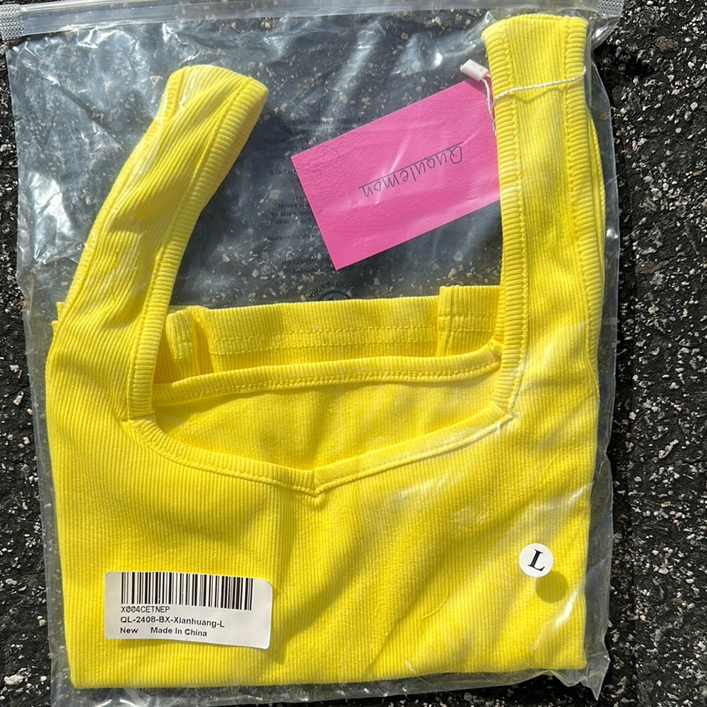 Ququlemon Yellow Ribbed Tank Top